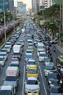 Cars: Cars in traffic jam at rush hour, Bangkok, Thailand