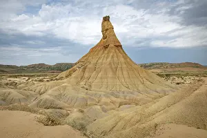 Landscape Shot: Castildeterra rock formation in the Bardenas Blanca area of the Bardenas Riales Natural Park