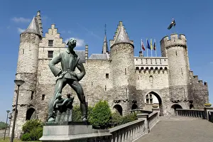 Ages: Castle Steen, sculpture Lange Wapper, Antwerp, Belgium