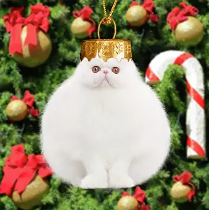 100817: Cat - White persian Christmas Bauble Digital Manipulation: