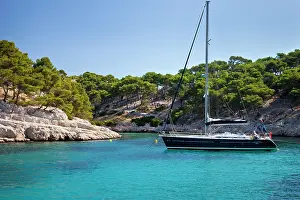 Moored: Catamaran moored in the Calanques near Cassis