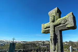 Rhone: Cemetery stone cross, Cantal mounts, Cantal department