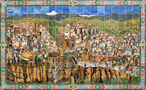 Whitewashed: Ceramic board displaying the White Town of Ronda high ab