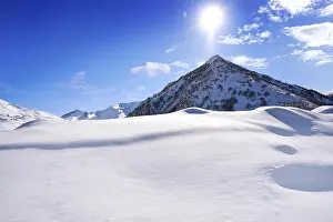 Hills: Cerler peak with winter snow is a ski spot in Huesca of Aragon in Spain