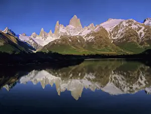 Composite: Cerro Fitzroy at sunrise with reflection