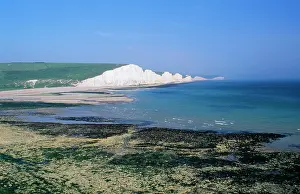 Geogrpahy: Chalk Cliffs - Seven Sisters at mouth of Cuckmere River