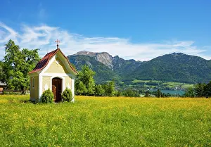 Berge: Chapel in Abersee with Wolfgangsee Sankt Wolfgang