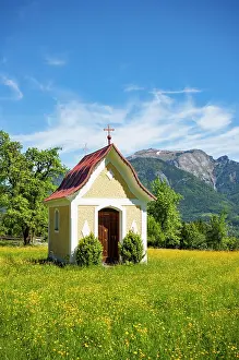 Berge: Chapel in Abersee with Wolfgangsee Sankt Wolfgang