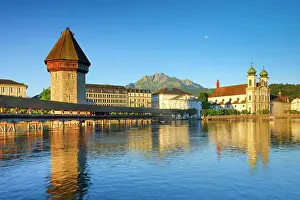Canopy: Chapel Bridge with Pilatus, Lucerne, Switzerland