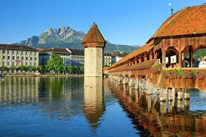 Canopy: Chapel Bridge with Pilatus, Lucerne, Switzerland