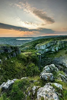 Limestone: Cheddar Gorge - Sunset - From Top of Gorge - Somerset - UK