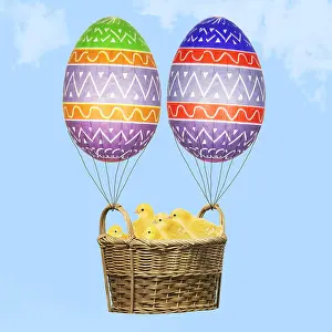 160419: Chicks, in basket with Easter Eggs
