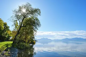 Chiemgau: Chiemsee with Alpine chain, near Seebruck, Chiemgau