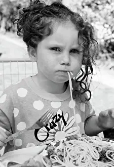 James Marchington: Child - 3 year old girl eating spaghetti