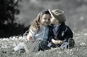 Picnic: Children - Black and White with selective colour