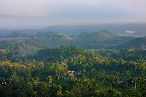 Filipino: Chocolate Hills in morning mist, Bohol Island