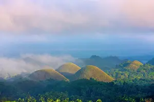 Filipino: Chocolate Hills in morning mist, Bohol Island