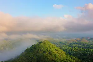 Filipino: Chocolate Hills in morning mist, Bohol Island
