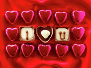 Presents: Chocolates forming the words I love U