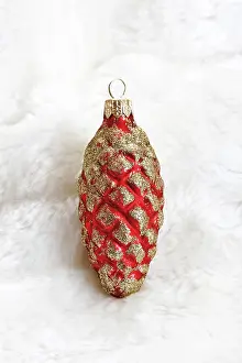 Blankets: Christmas decoration, fir cone on fur blanket