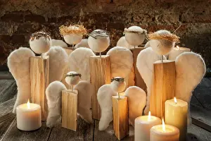 Burning: Christmas decoration, group of handcrafted angels