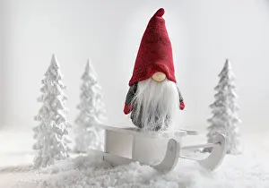 Sleigh: Christmas imp on sleigh with snowy landscape. Christmas