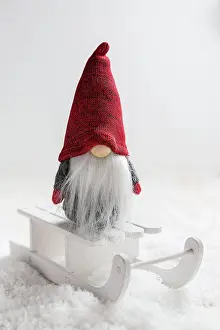 Sleigh: Christmas imp on sleigh with snowy landscape. Christmas
