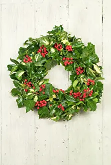 Wreaths: Christmas Wreath on old white painted door