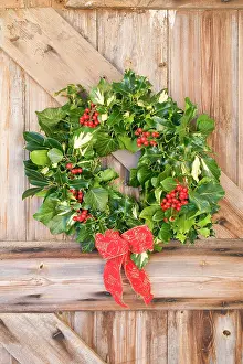 Wreaths: Christmas Wreath on old wooden door