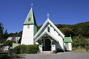 Patrick: Chruch - St Patrick's white and green timber catholic church
