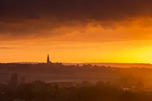 Limburg: Church in a hilly landscape, The Netherlands, L