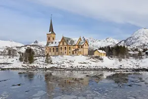 Vågan: Church of Kabelvag in winter - Lofoten - Norway