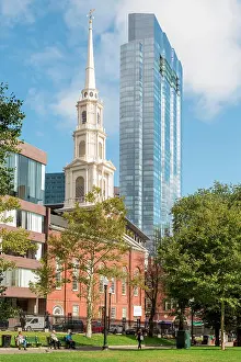 Townsmall: Church Park Street Church, front Park Boston Common