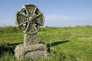 Crosses: Churchyard - old celtic cross covered in lichens
