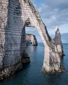 Etretat: Cliffs of Etretat, aerial view, Normandy, France