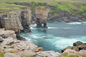Orkneys: Cliffs at Yesnaby and offshore stack Yesnaby Castle