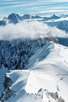 Comb: Climbers on snowy ridge of Mont Blanc, Chamonix