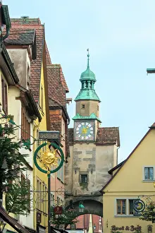Tauber: Clock tower on Roder Gate, Rothenburg, Germany