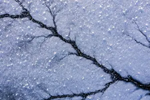 Forms: Close up. Abstract forms created on surface of freezing lake