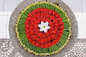Triton: Close-up of Balinese floral offering to