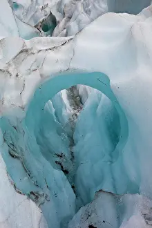 Westland: Close-up of blue glacial ice mass, Franz