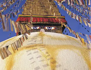 Decorated: Close-up of the Great Stupa in the Tibetan quarter