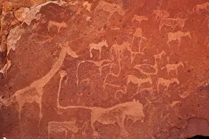 Representation: Close-up of rock engravings or petroglyphs
