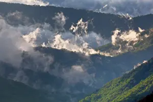 Appalachian: Clouds in Oconaluftee Valley at sunrise