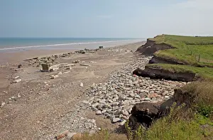 Collapsing: Collapsing tarmac road at cliff edge on coast road