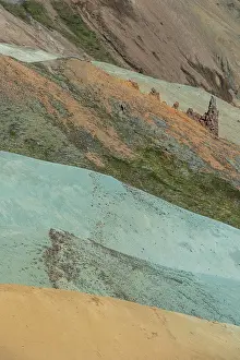 Rhyolite: Colored rhyolite mountains, Gr~nihryggur, Landmannalaugar
