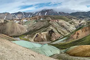 Rhyolite: Colored rhyolite mountains, Gr~nihryggur, Landmannalaugar
