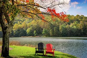 Chairs: Colorful chairs on the banks of the lake, Peaks