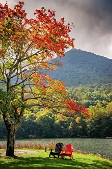 Chairs: Colorful chairs on the banks of the lake, Peaks