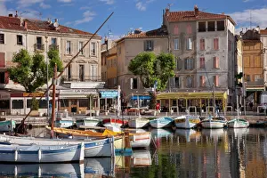 Dock: Colorful Sailboats in the small harbor of